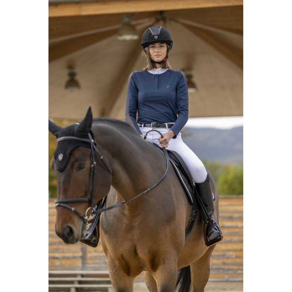 Polo de concours EQUITHÈME Pekin manches longues - Femme